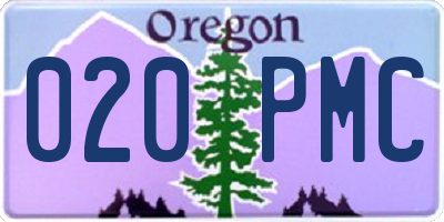 OR license plate 020PMC