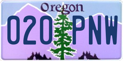 OR license plate 020PNW
