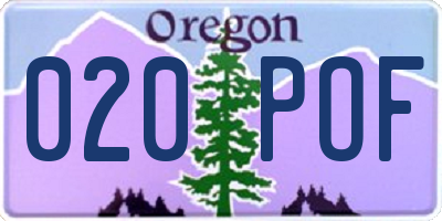 OR license plate 020POF
