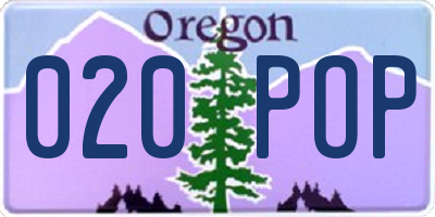 OR license plate 020POP