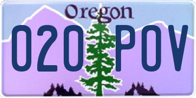 OR license plate 020POV