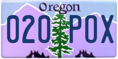 OR license plate 020POX
