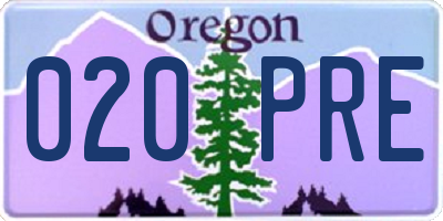 OR license plate 020PRE