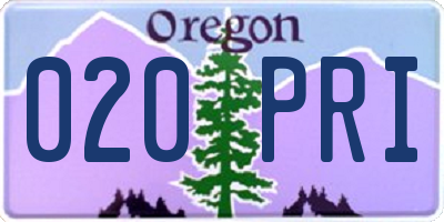 OR license plate 020PRI