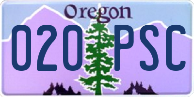 OR license plate 020PSC