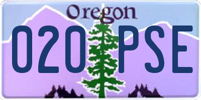 OR license plate 020PSE