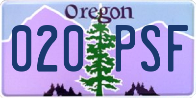 OR license plate 020PSF