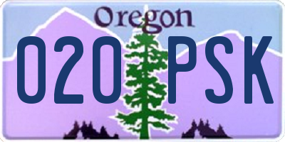 OR license plate 020PSK