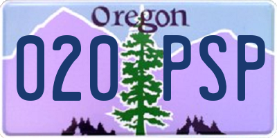 OR license plate 020PSP