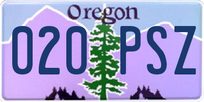 OR license plate 020PSZ