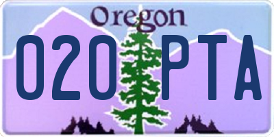 OR license plate 020PTA