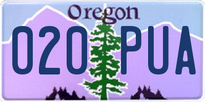 OR license plate 020PUA