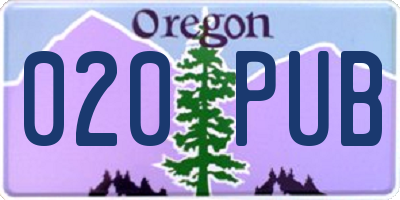OR license plate 020PUB