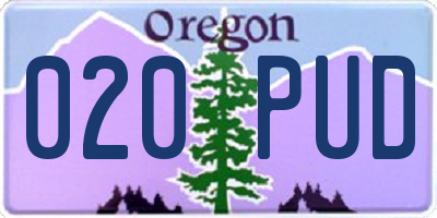 OR license plate 020PUD