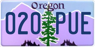 OR license plate 020PUE