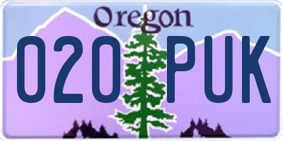 OR license plate 020PUK