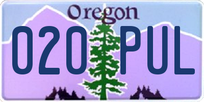 OR license plate 020PUL