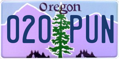 OR license plate 020PUN