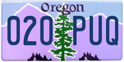 OR license plate 020PUQ