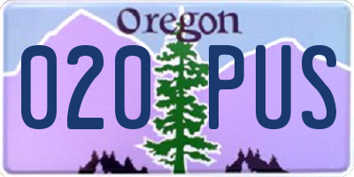 OR license plate 020PUS