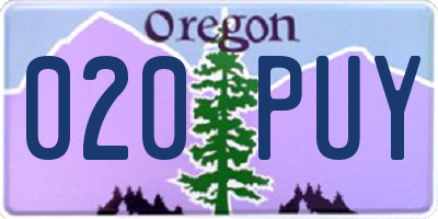 OR license plate 020PUY