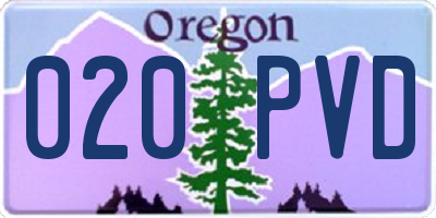 OR license plate 020PVD