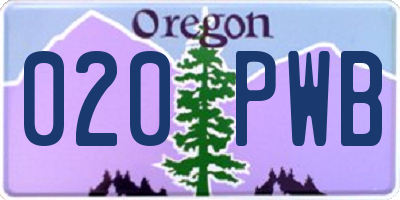 OR license plate 020PWB