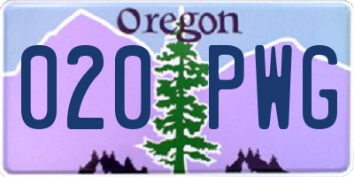 OR license plate 020PWG
