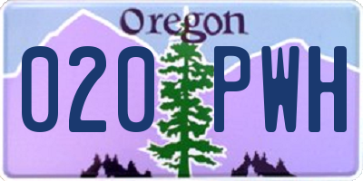 OR license plate 020PWH