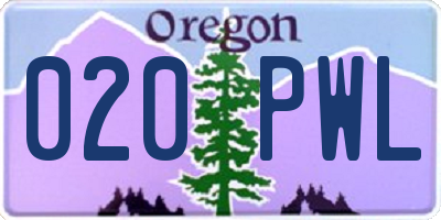 OR license plate 020PWL