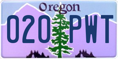 OR license plate 020PWT