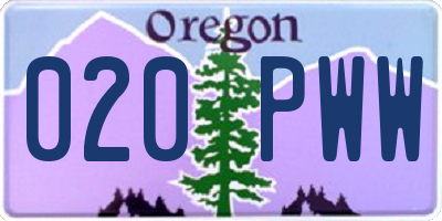 OR license plate 020PWW