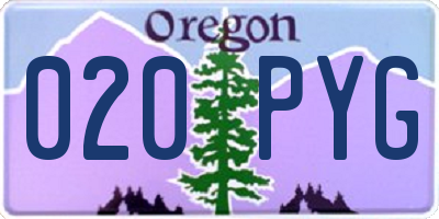 OR license plate 020PYG