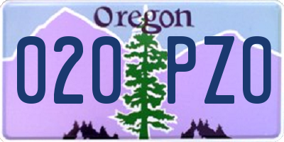 OR license plate 020PZO