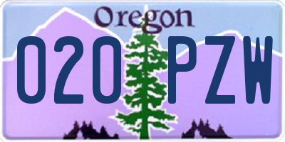 OR license plate 020PZW