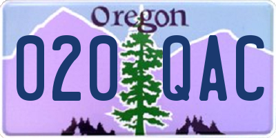 OR license plate 020QAC