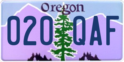 OR license plate 020QAF