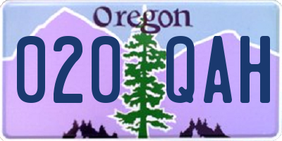 OR license plate 020QAH