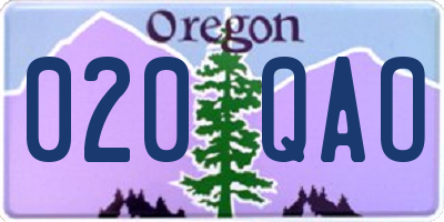 OR license plate 020QAO
