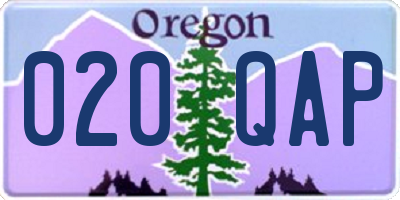 OR license plate 020QAP