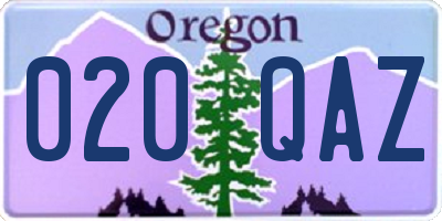OR license plate 020QAZ
