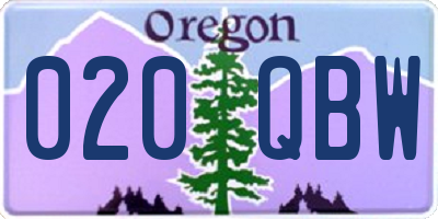 OR license plate 020QBW