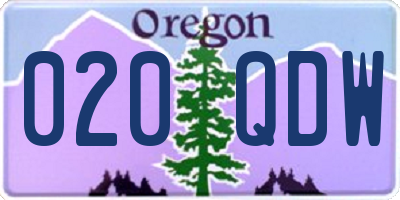 OR license plate 020QDW