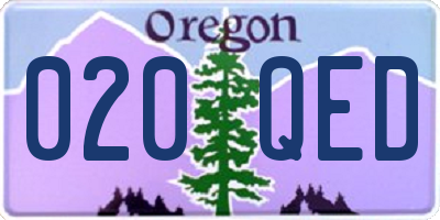 OR license plate 020QED