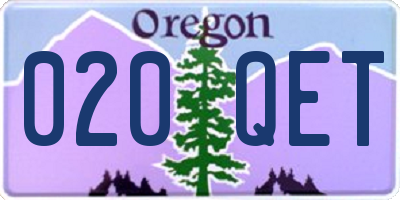 OR license plate 020QET