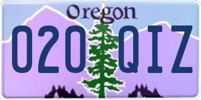 OR license plate 020QIZ