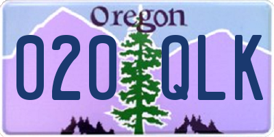 OR license plate 020QLK