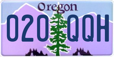 OR license plate 020QQH