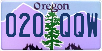 OR license plate 020QQW