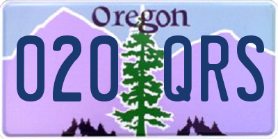 OR license plate 020QRS